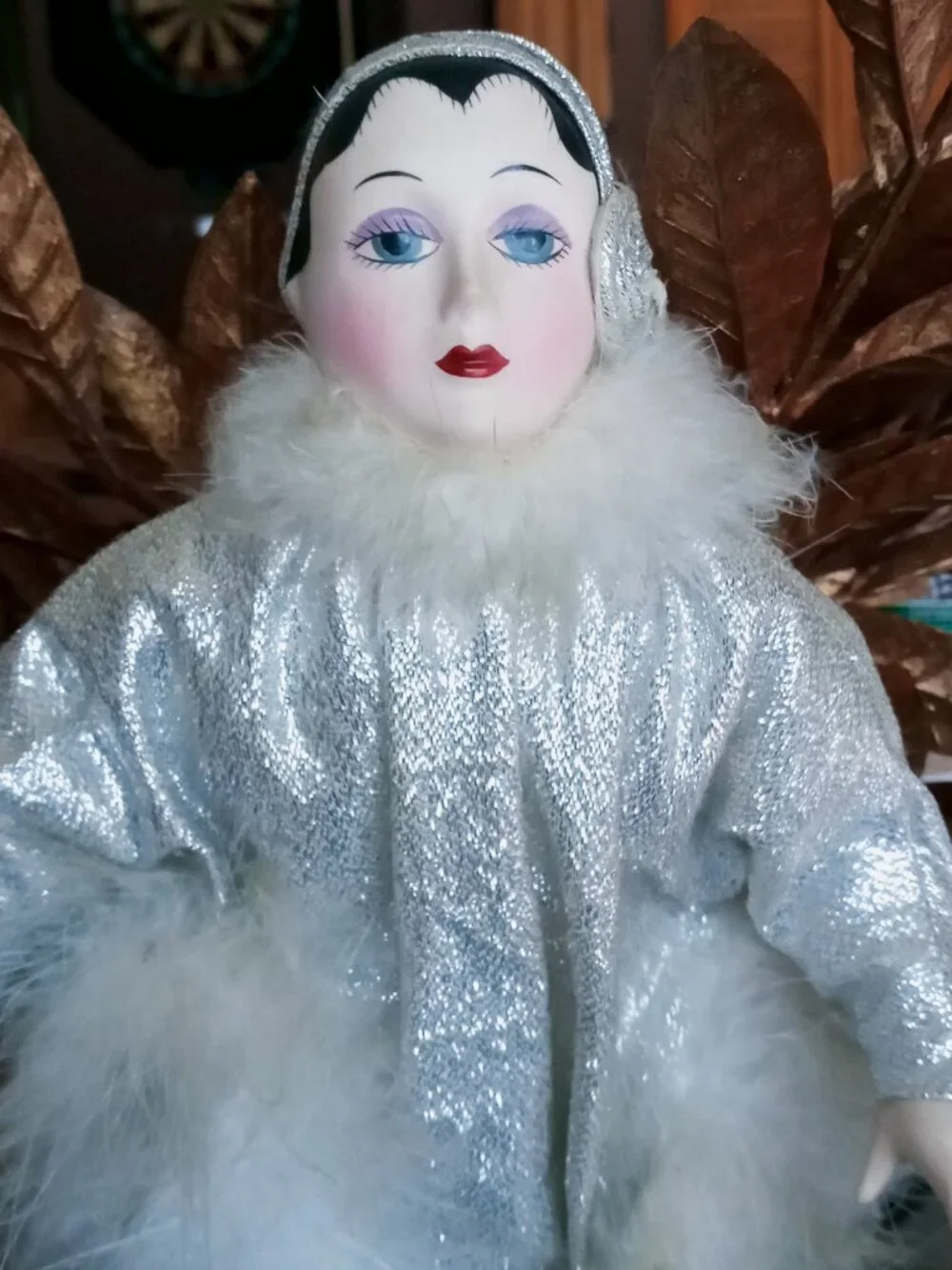 1985 Seymour Mann Art Deco Porcelain Doll 1920s Flapper Pierrot w/original box